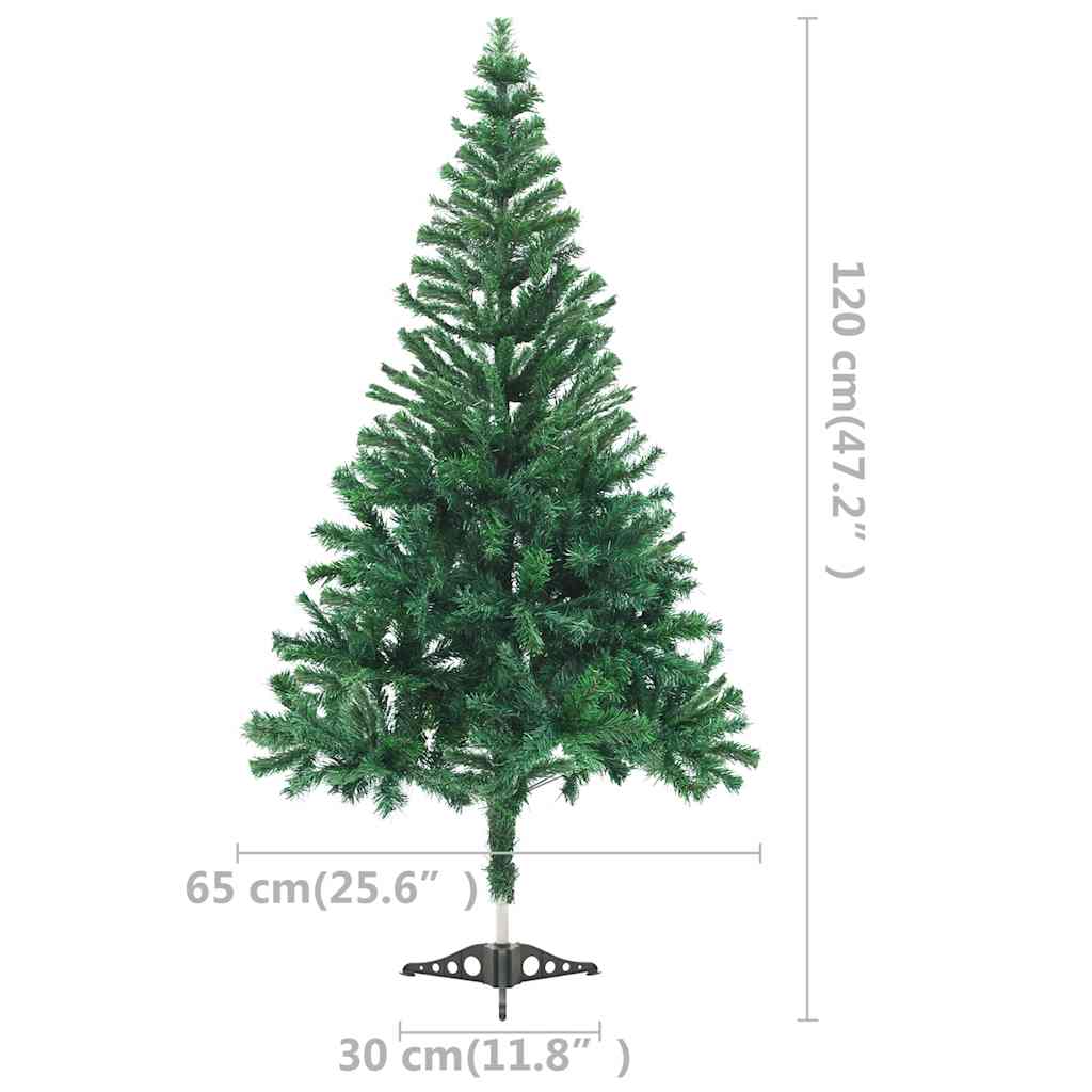 kunstigt juletræ med lys og kuglesæt 120 cm 230 grene