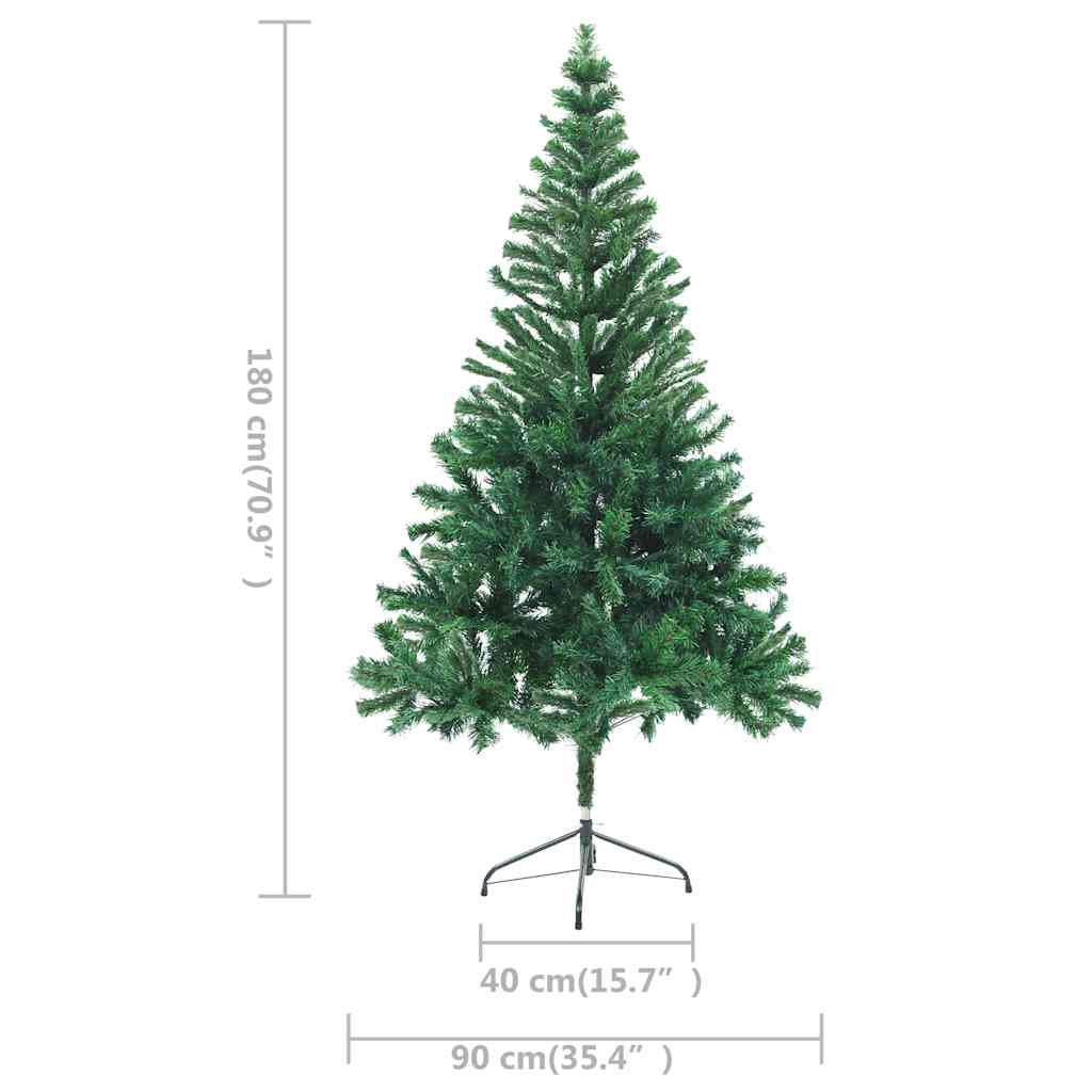 kunstigt juletræ med lys og kuglesæt 180 cm 564 grene