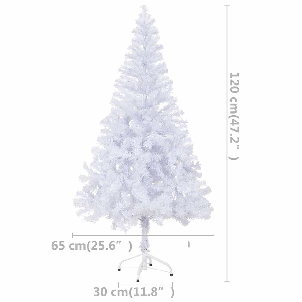 kunstigt juletræ med lys og kuglesæt 120 cm 230 grene