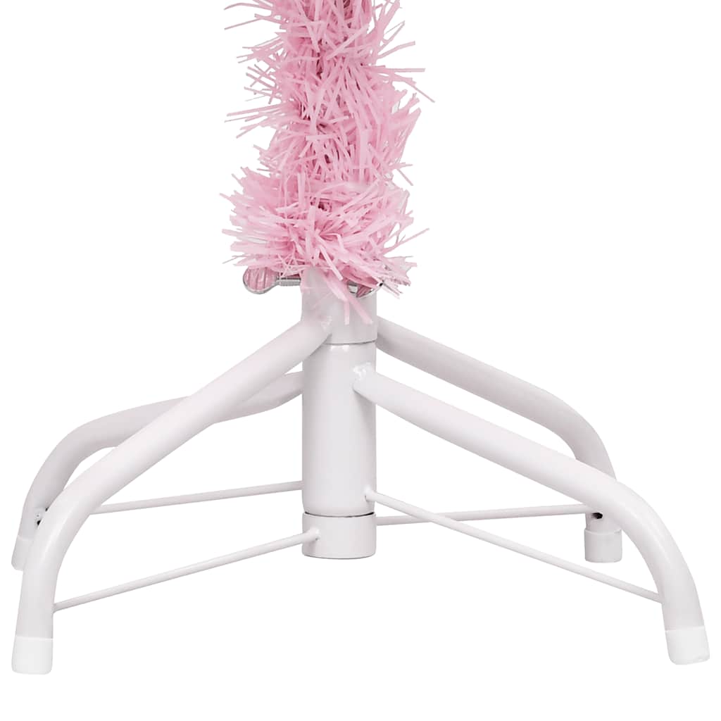 kunstigt juletræ med lys og kuglesæt 120 cm PVC lyserød