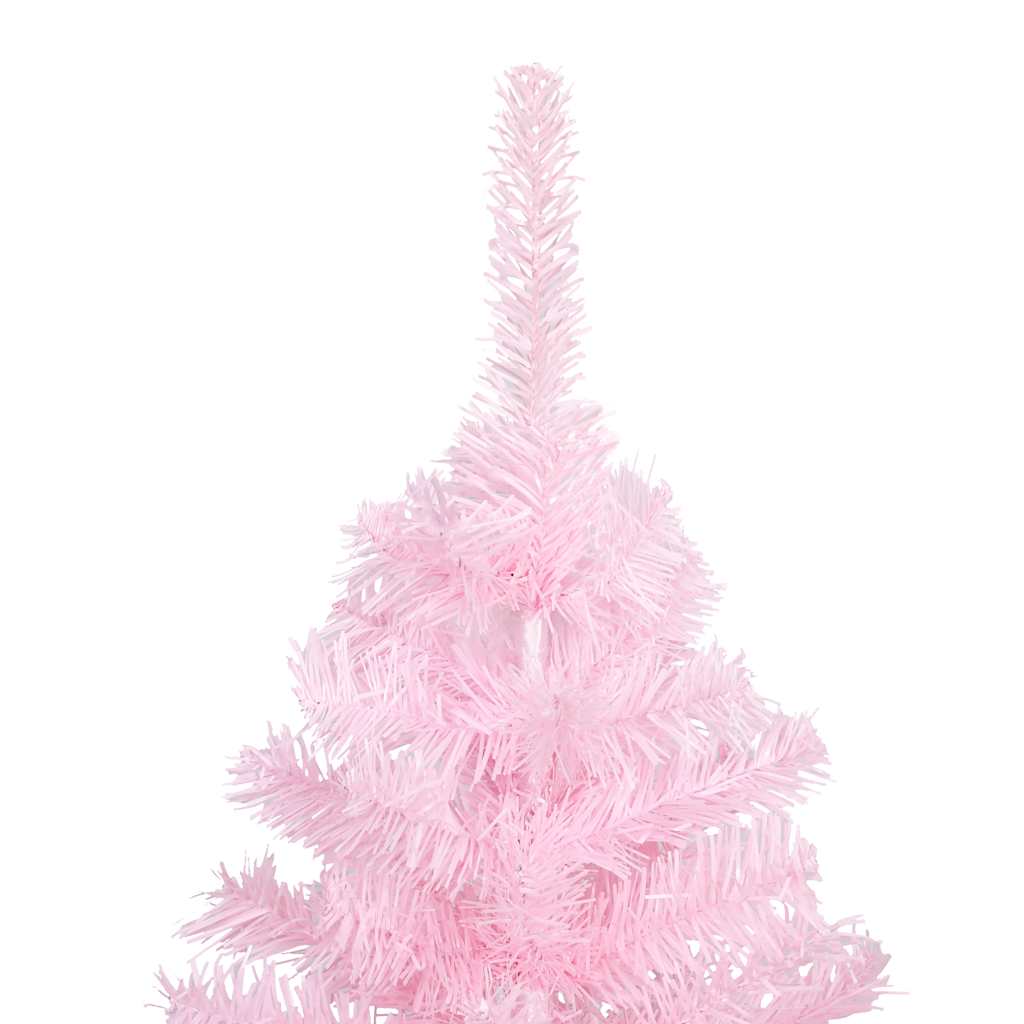 kunstigt juletræ med lys og kuglesæt 150 cm PVC lyserød