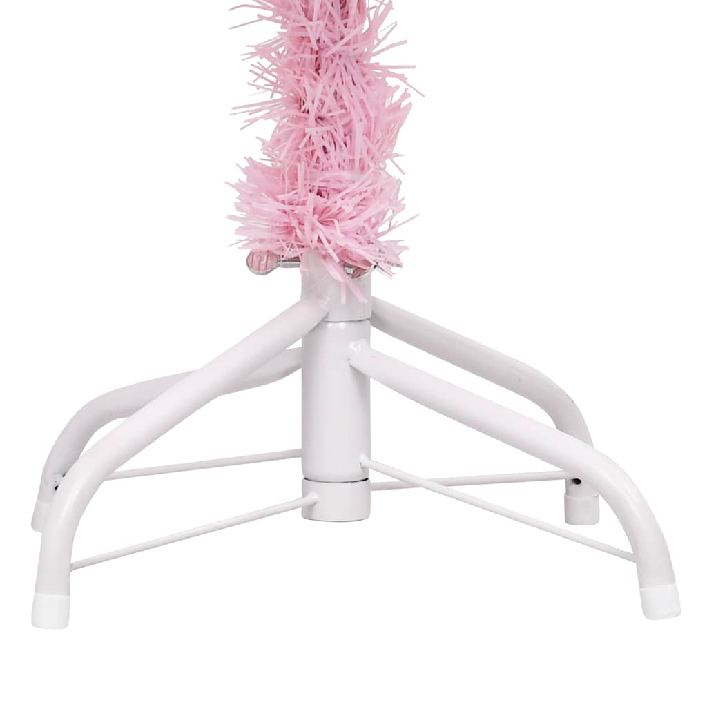 kunstigt juletræ med lys og kuglesæt 150 cm PVC lyserød