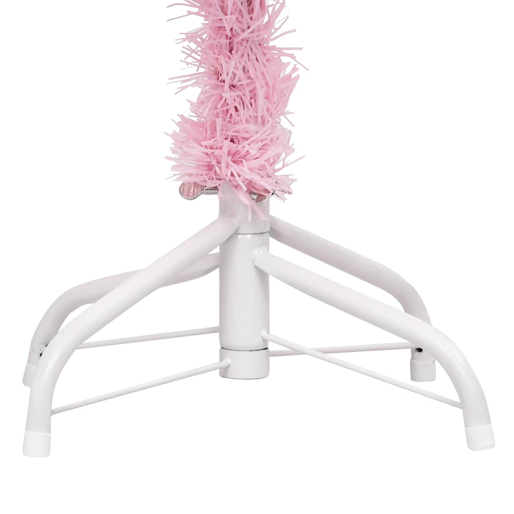 kunstigt juletræ med lys og kuglesæt 180 cm PVC lyserød