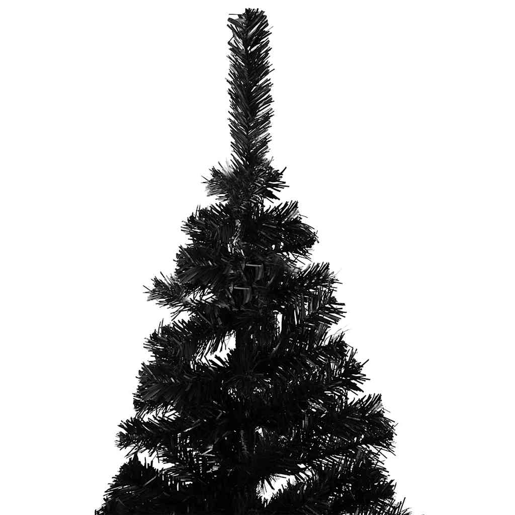 kunstigt juletræ med lys og kuglesæt 120 cm PVC sort