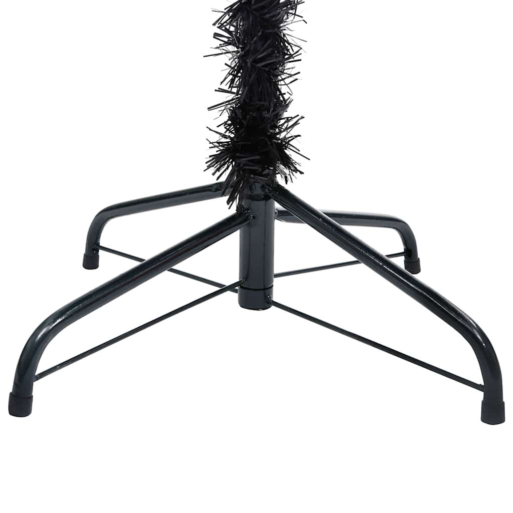 kunstigt juletræ med lys og kuglesæt 120 cm PVC sort