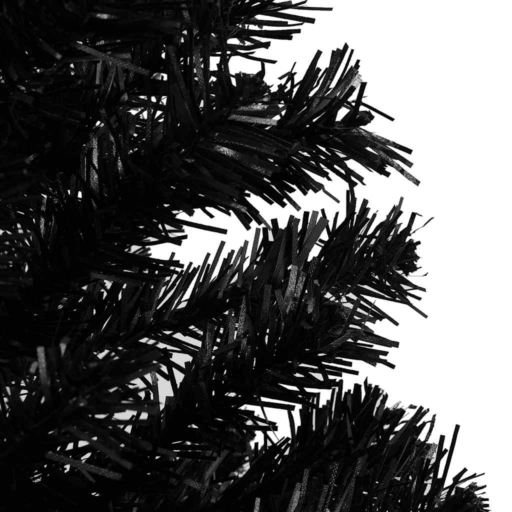 kunstigt juletræ med lys og kuglesæt 120 cm PVC sort