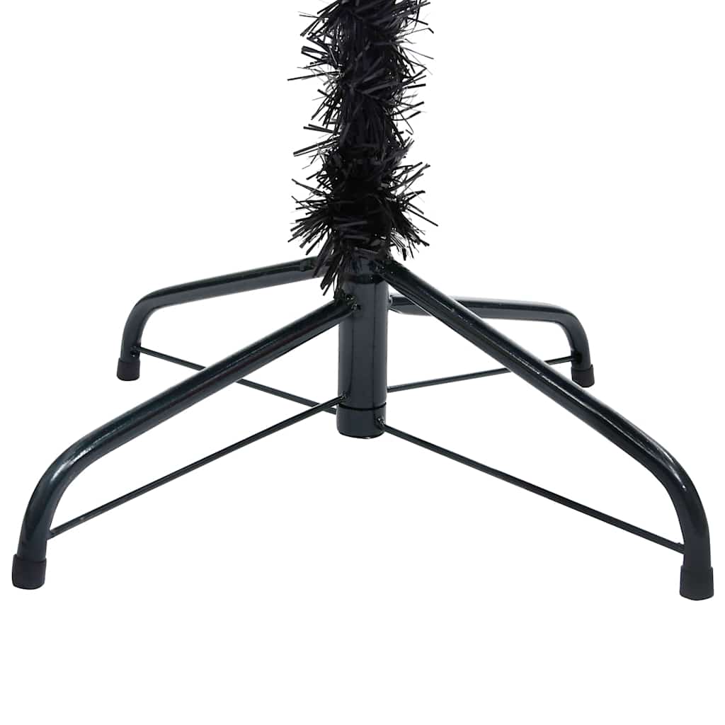kunstigt juletræ med lys og kuglesæt 150 cm PVC sort