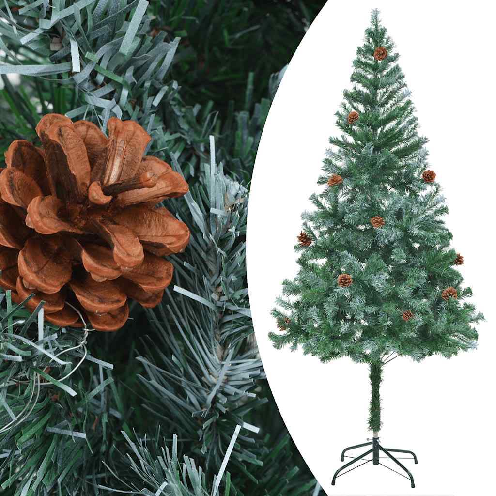 juletræ med lys + julekugler og grankogler 180 cm