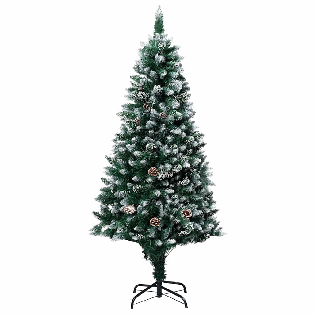 kunstigt juletræ med LED og kuglesæt og fyrrekogler 150 cm