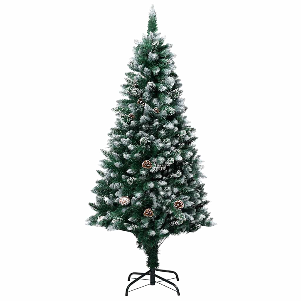 kunstigt juletræ med LED og kuglesæt og fyrrekogler 180 cm