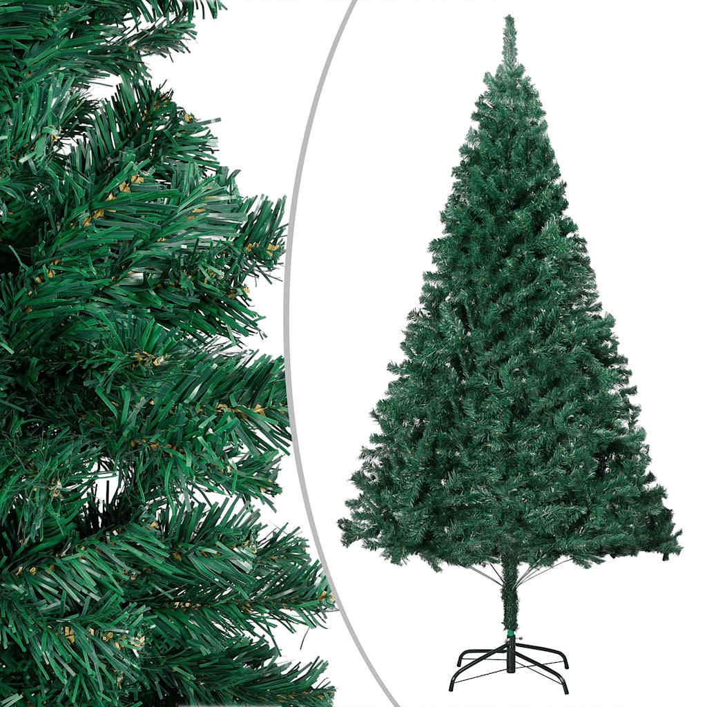 kunstigt juletræ med lys og kuglesæt 150 cm PVC grøn
