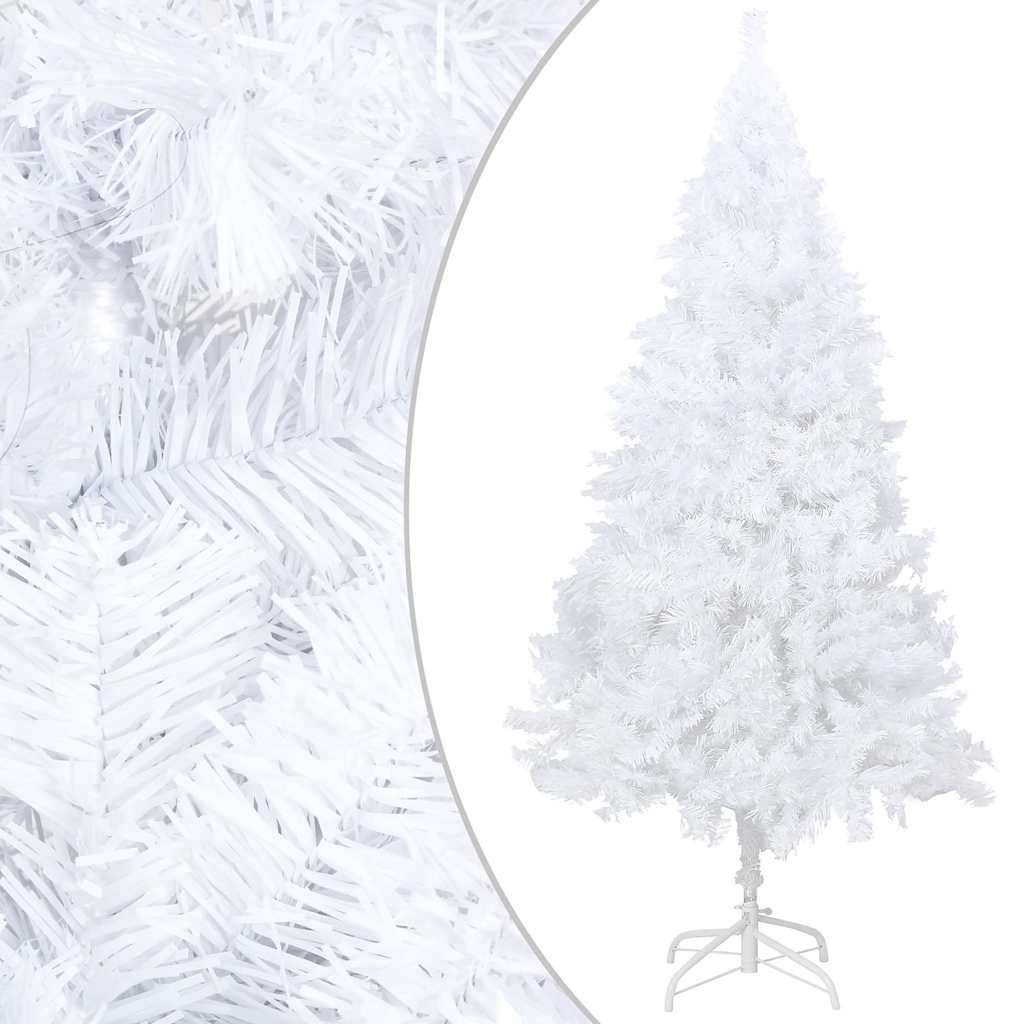 kunstigt juletræ med lys og kuglesæt 120 cm PVC hvid