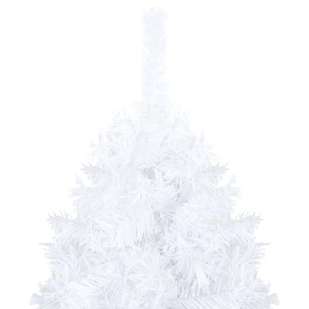 kunstigt juletræ med lys og kuglesæt 120 cm PVC hvid