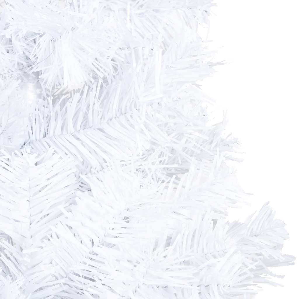 kunstigt juletræ med lys og kuglesæt 120 cm PVC hvid