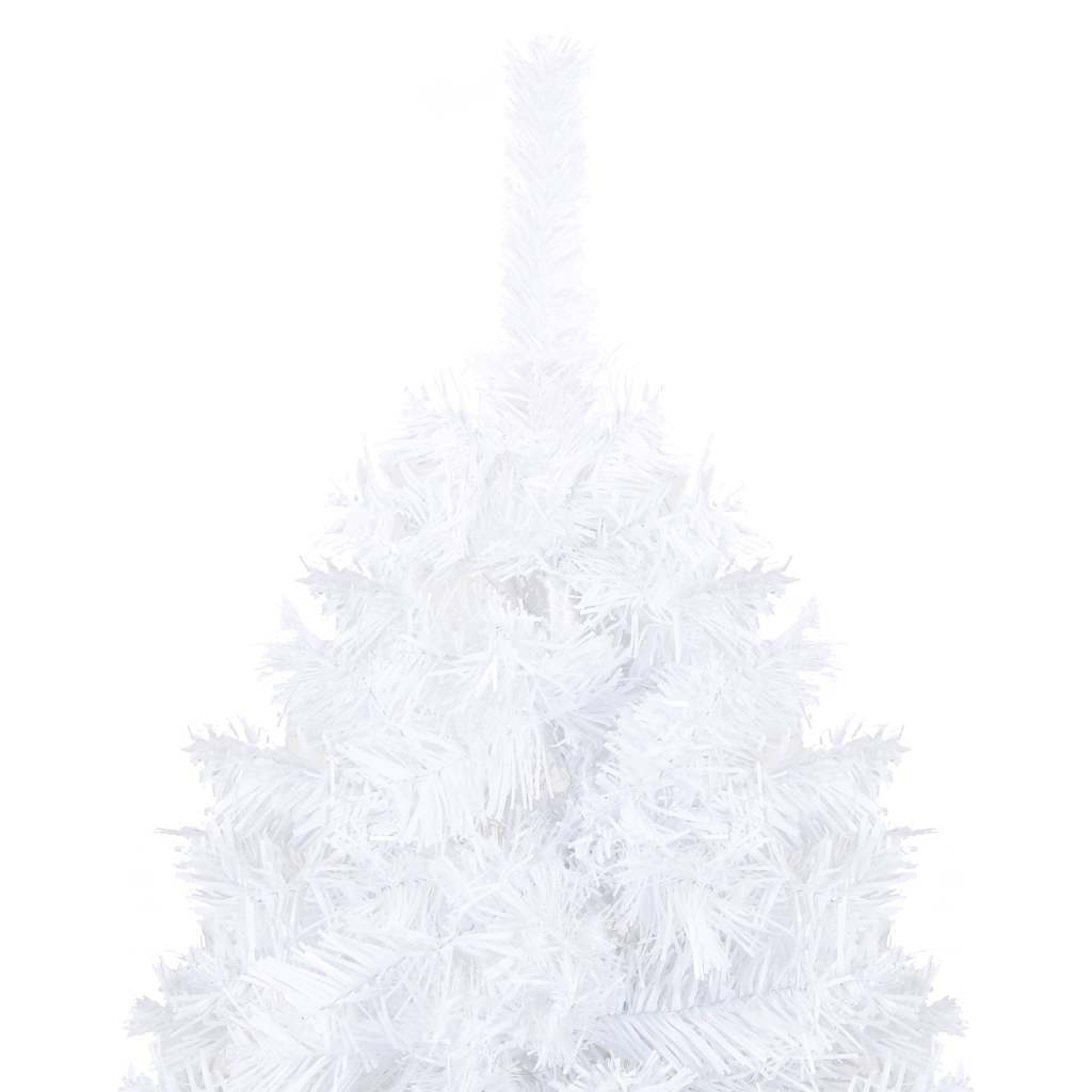 kunstigt juletræ med lys og kuglesæt 150 cm PVC hvid