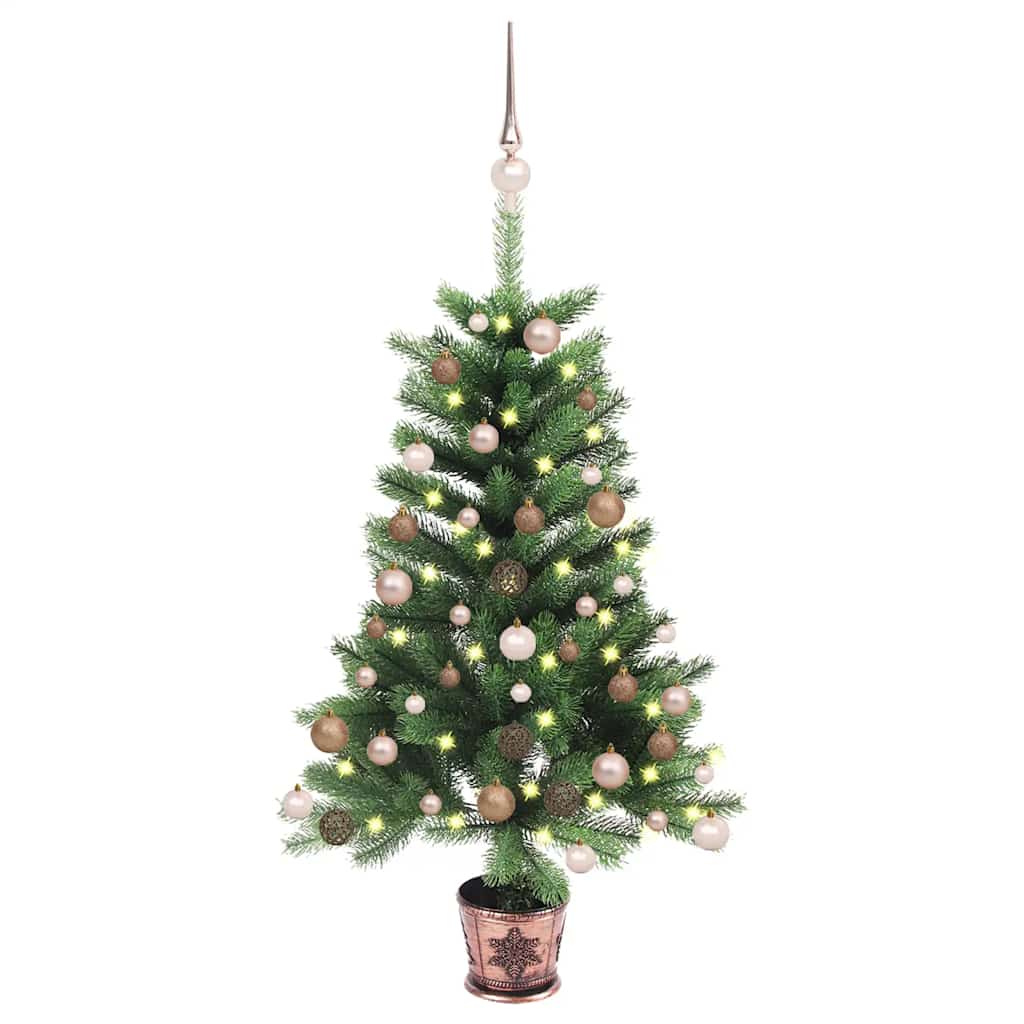 kunstigt juletræ med lys og kuglesæt 90 cm grøn