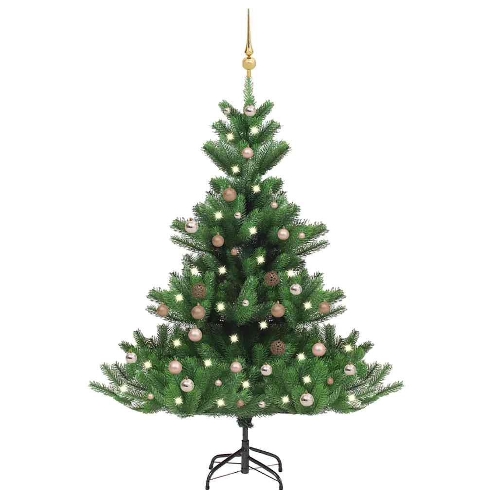 kunstigt juletræ nordmannsgran LED og kuglesæt 180 cm grøn