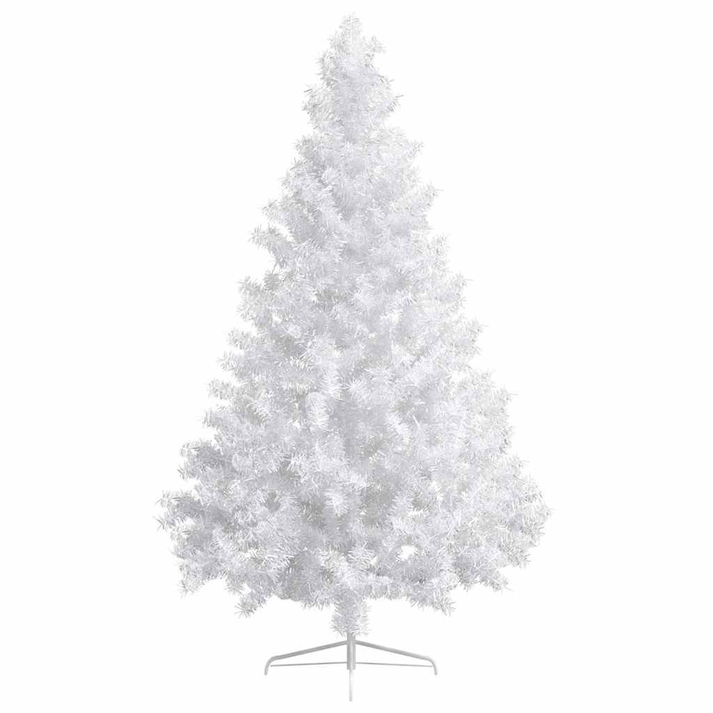 kunstigt halvt juletræ med lys og kuglesæt 210 cm hvid