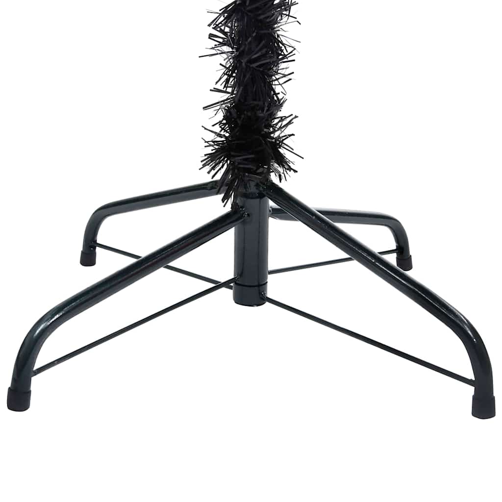 kunstigt juletræ med lys og kuglesæt 240 cm PVC sort