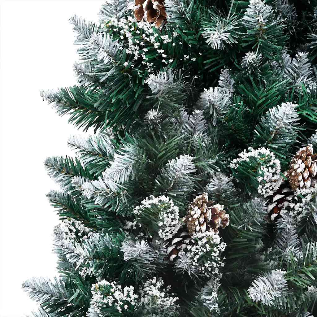 kunstigt juletræ med LED og kuglesæt og fyrrekogler 210 cm