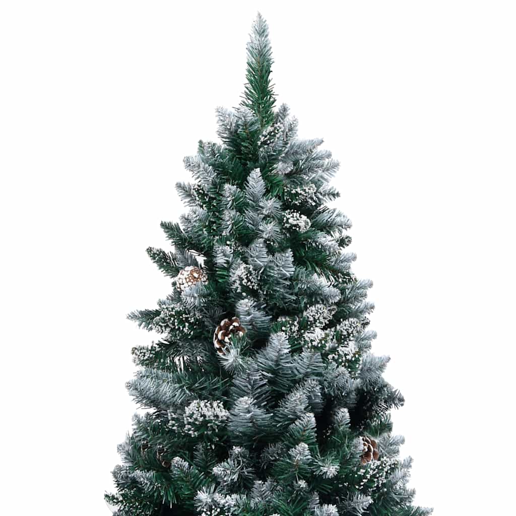 kunstigt juletræ med LED og kuglesæt og fyrrekogler 210 cm