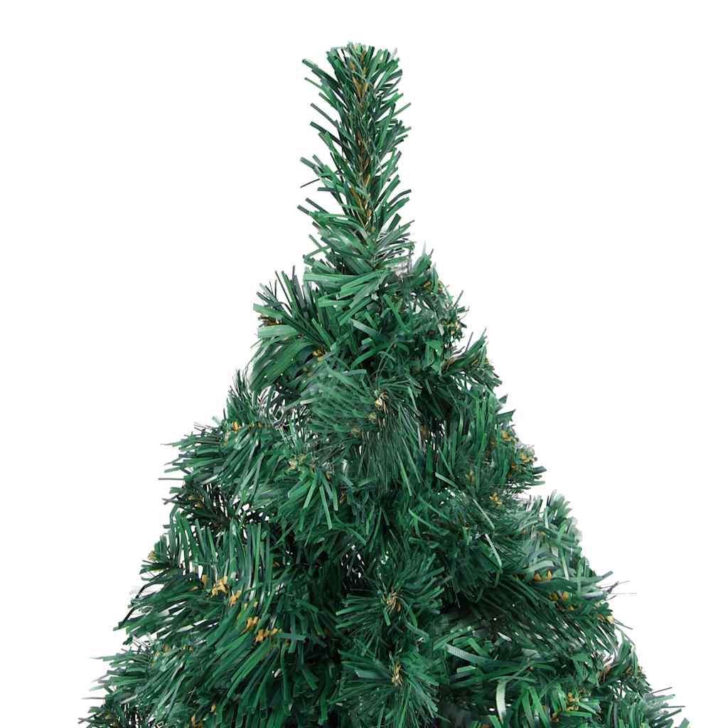kunstigt juletræ med lys og kuglesæt 210 cm PVC grøn
