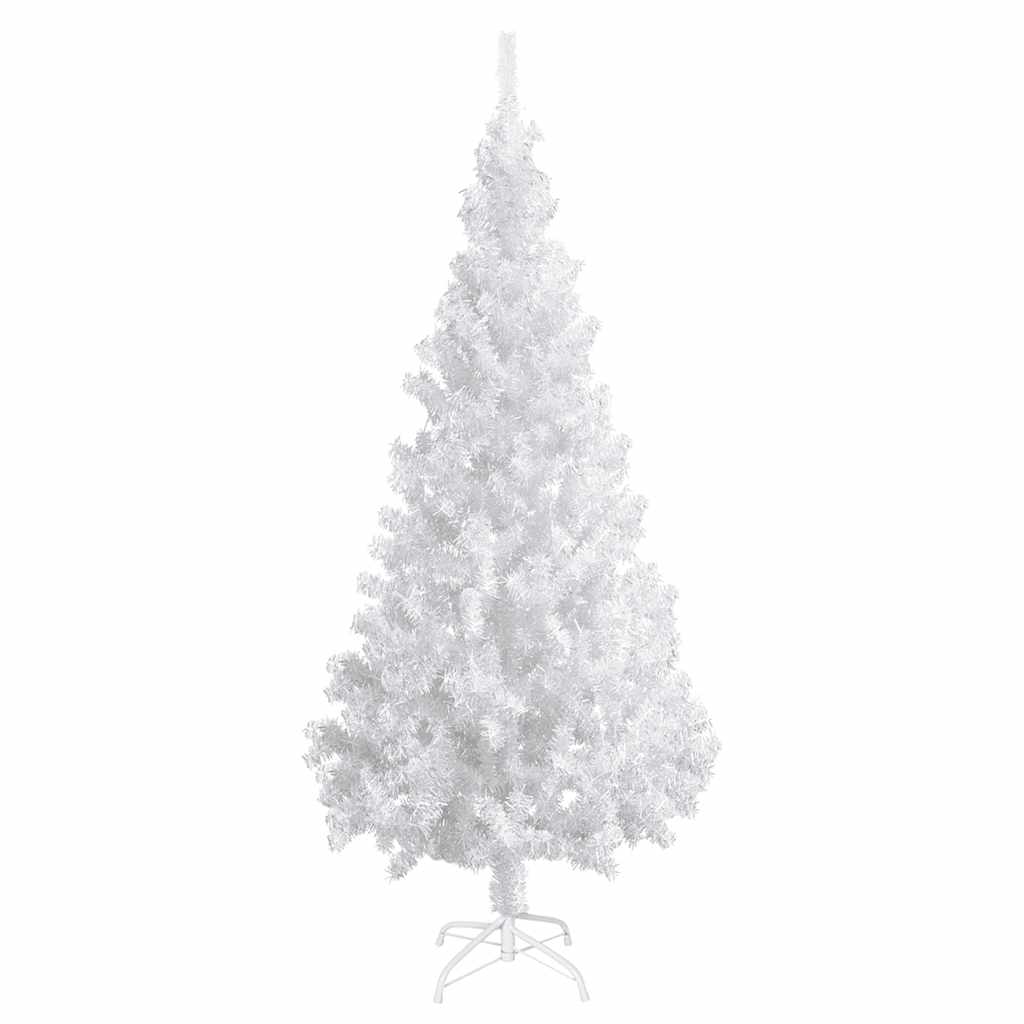 kunstigt juletræ med lys og kuglesæt 180 cm PVC hvid