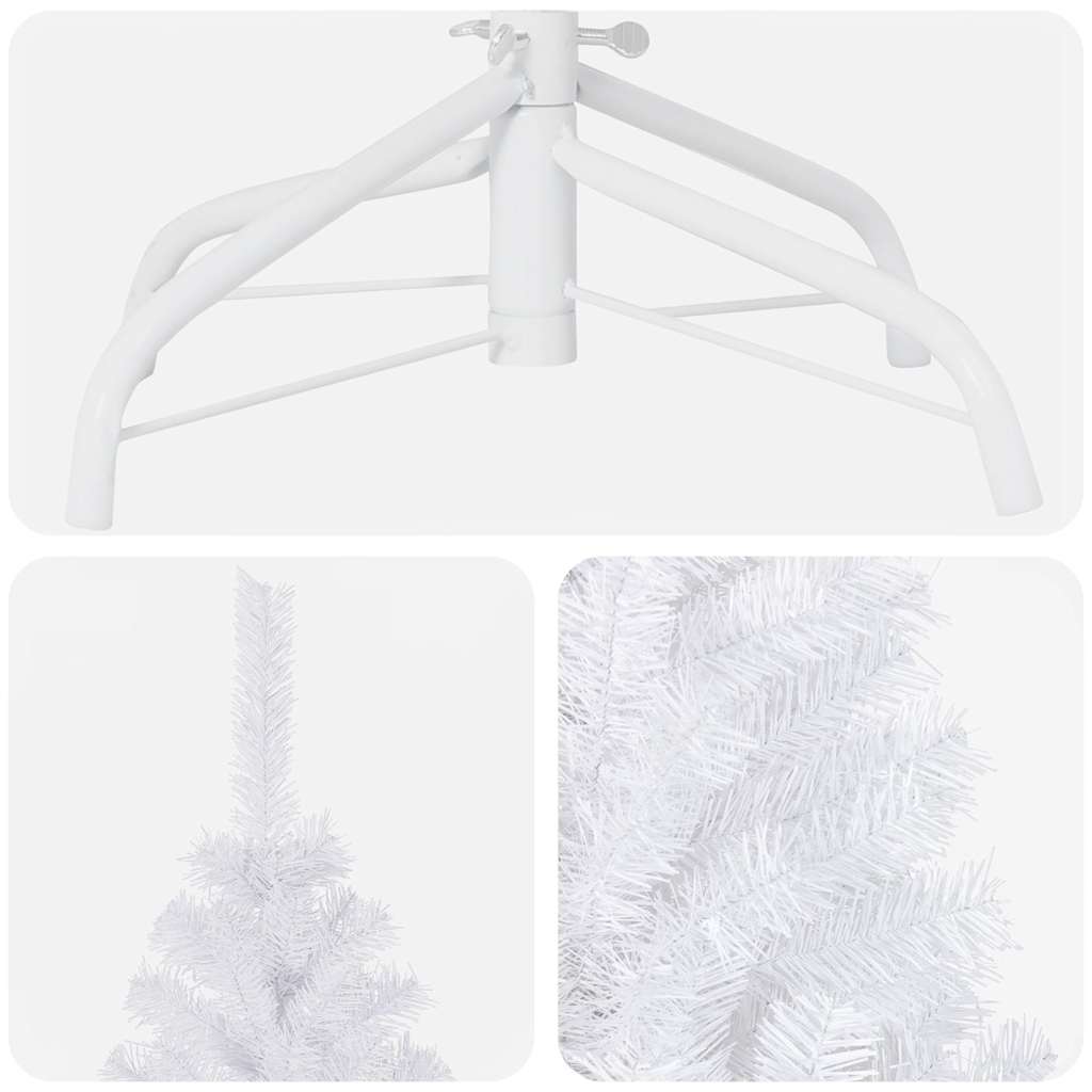 kunstigt juletræ med lys og kuglesæt 180 cm PVC hvid