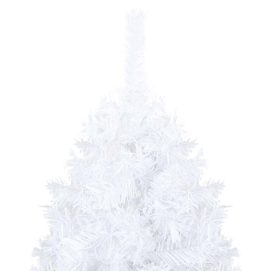 kunstigt juletræ med lys og kuglesæt 210 cm PVC hvid