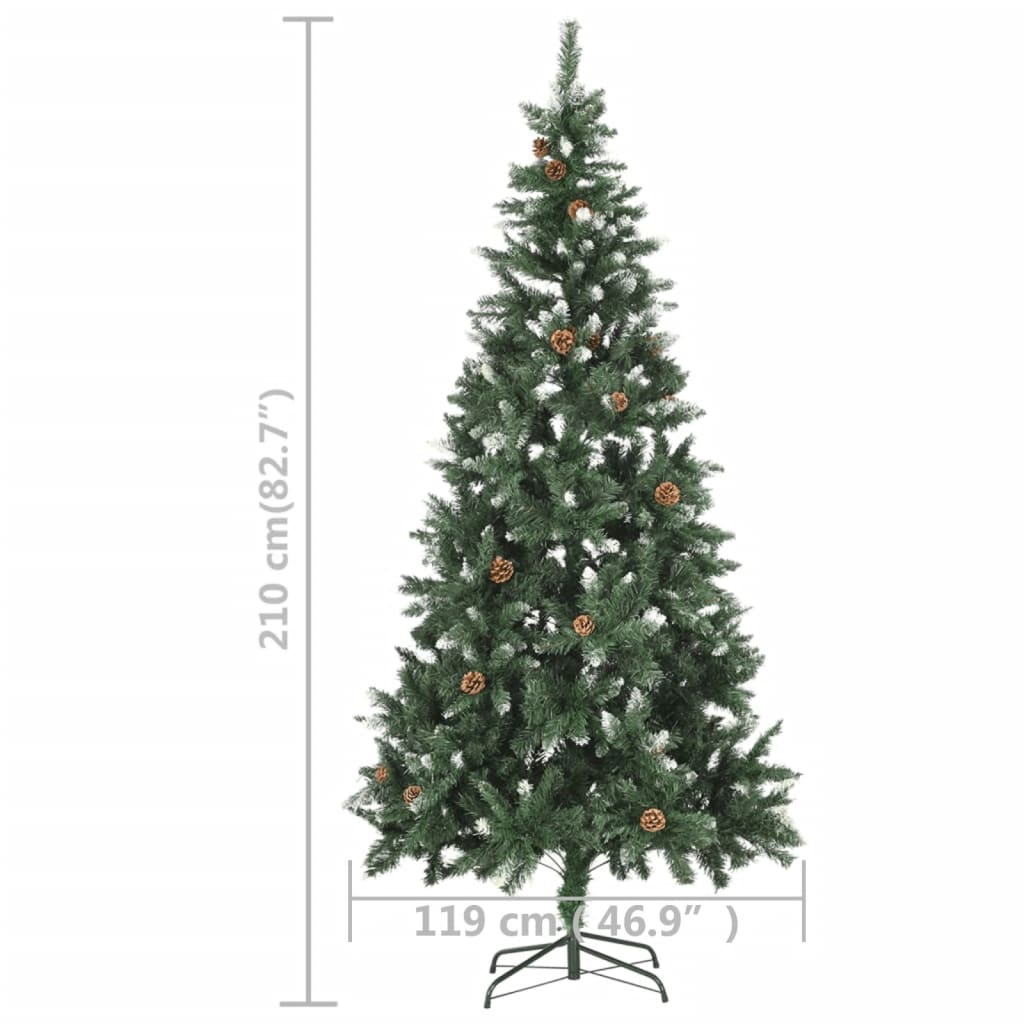 kunstigt juletræ med lys 210 cm