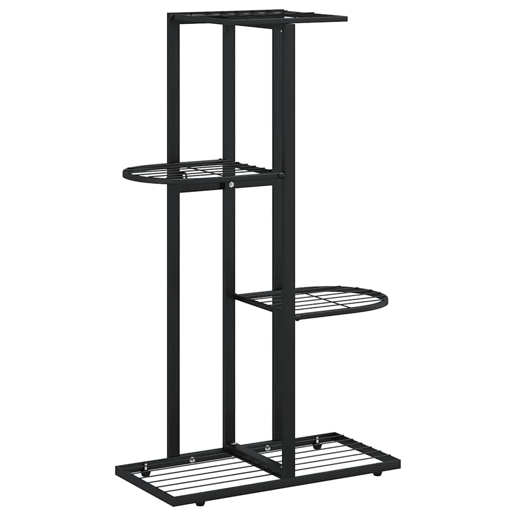 blomsterstativ i 4 niveauer 43x22x76 cm metal sort