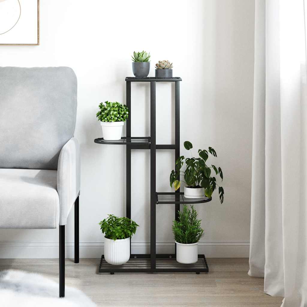 blomsterstativ i 4 niveauer 43x22x76 cm metal sort
