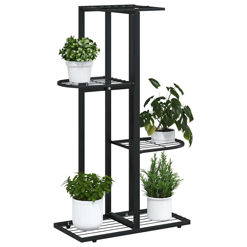 blomsterstativ i 4 niveauer 43x22x76 cm metal sort