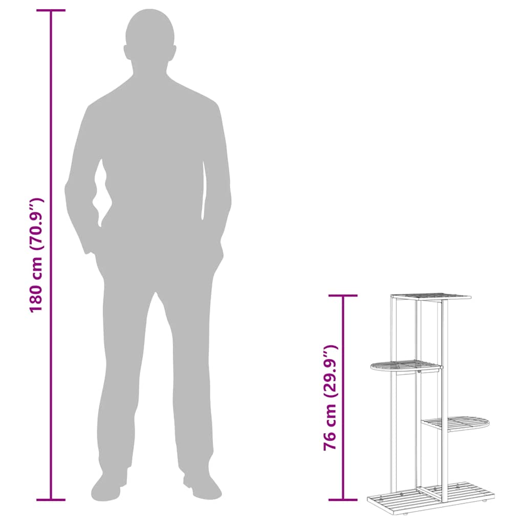 blomsterstativ i 4 niveauer 43x22x76 cm metal sort
