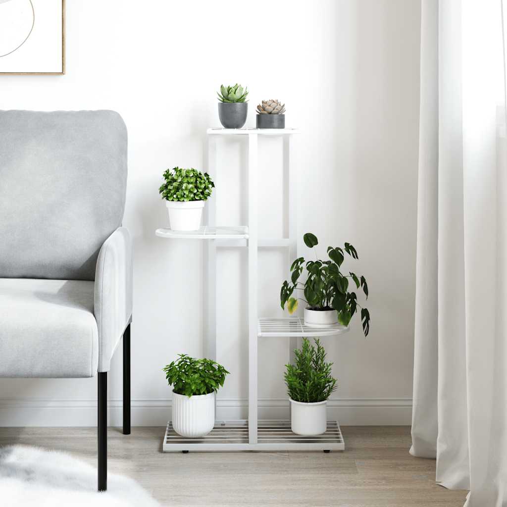 blomsterstativ i 4 niveauer 43x22x76 cm metal hvid