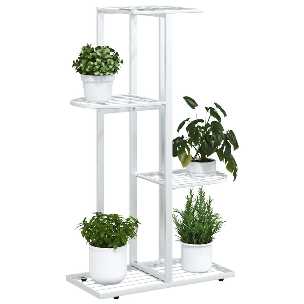 blomsterstativ i 4 niveauer 43x22x76 cm metal hvid