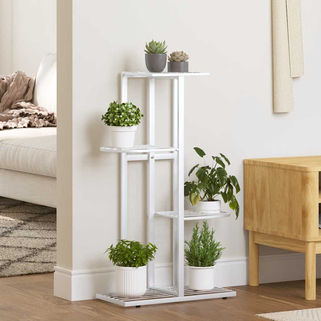 blomsterstativ i 4 niveauer 43x22x76 cm metal hvid