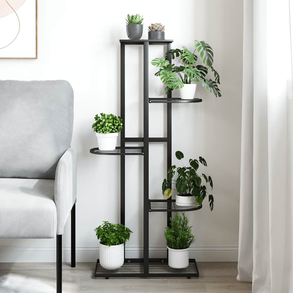 blomsterstativ i 5 niveauer 43x22x98 cm metal sort
