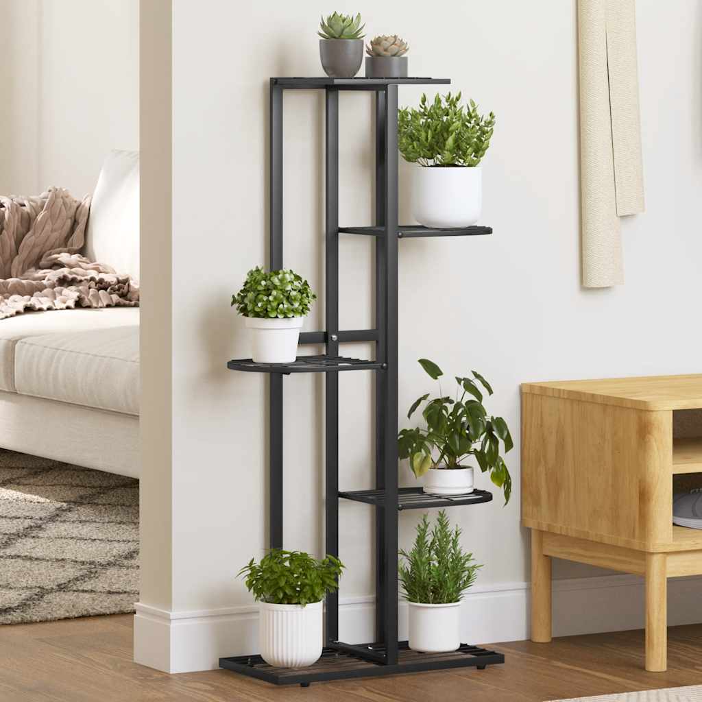 blomsterstativ i 5 niveauer 43x22x98 cm metal sort