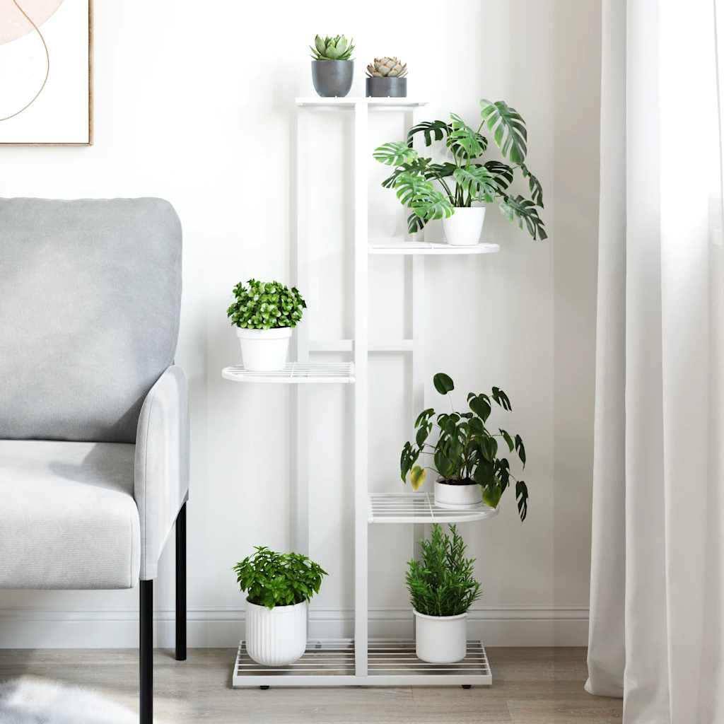 blomsterstativ i 5 niveauer 43x22x98 cm metal hvid