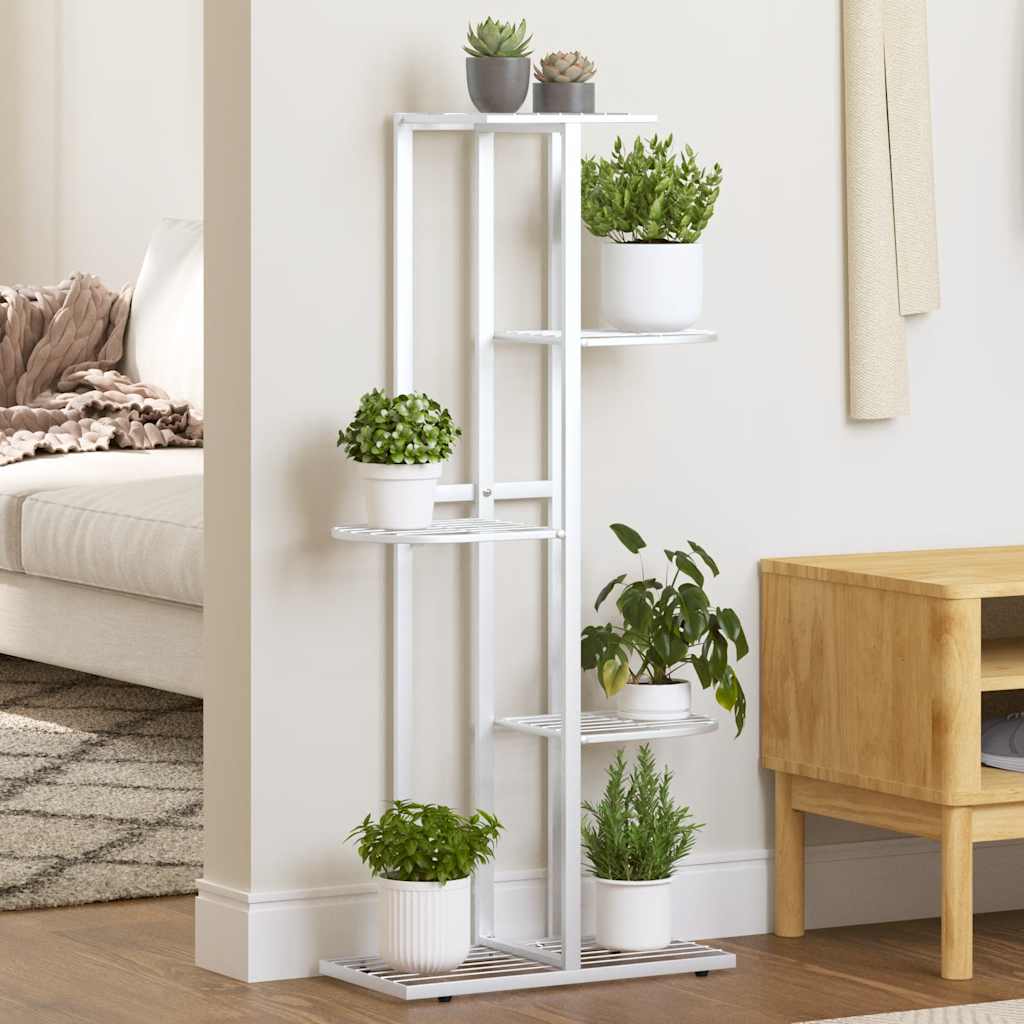 blomsterstativ i 5 niveauer 43x22x98 cm metal hvid