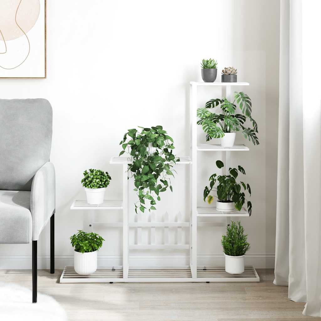 blomsterstativ 94,5x25x88 cm metal hvid