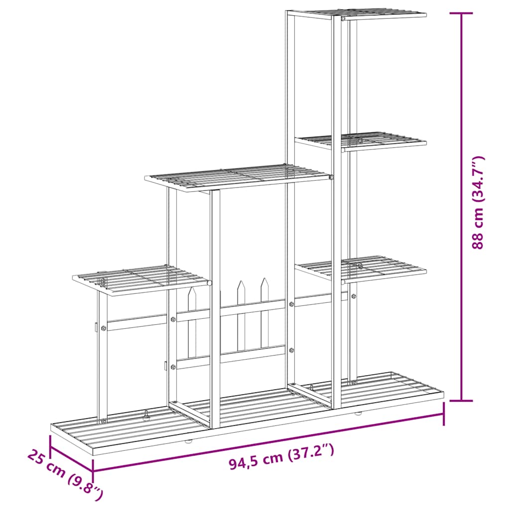 blomsterstativ 94,5x25x88 cm metal hvid