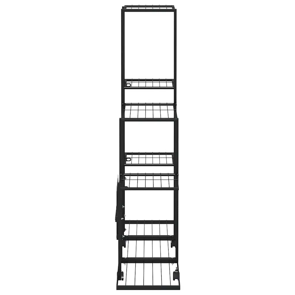 blomsterstativ med hjul 94,5x25x92,5 cm metal sort
