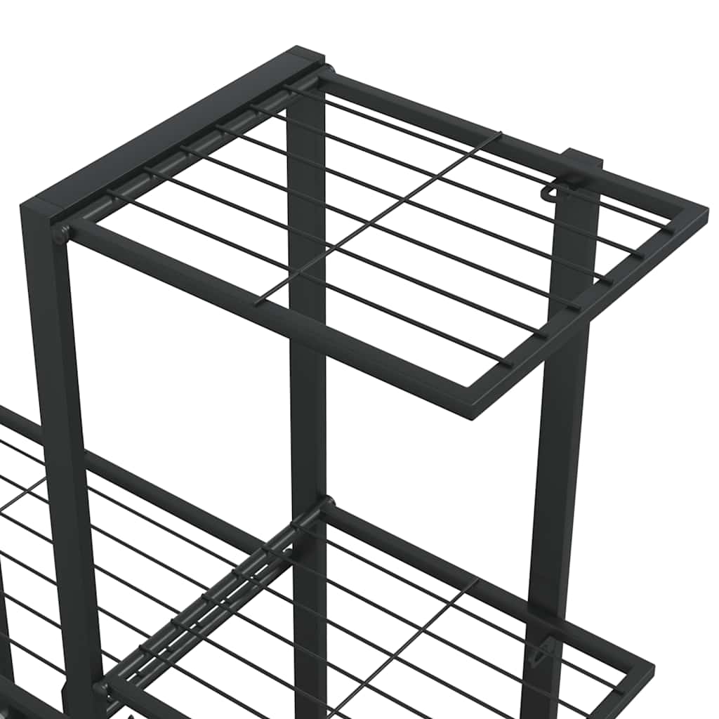 blomsterstativ med hjul 94,5x25x92,5 cm metal sort