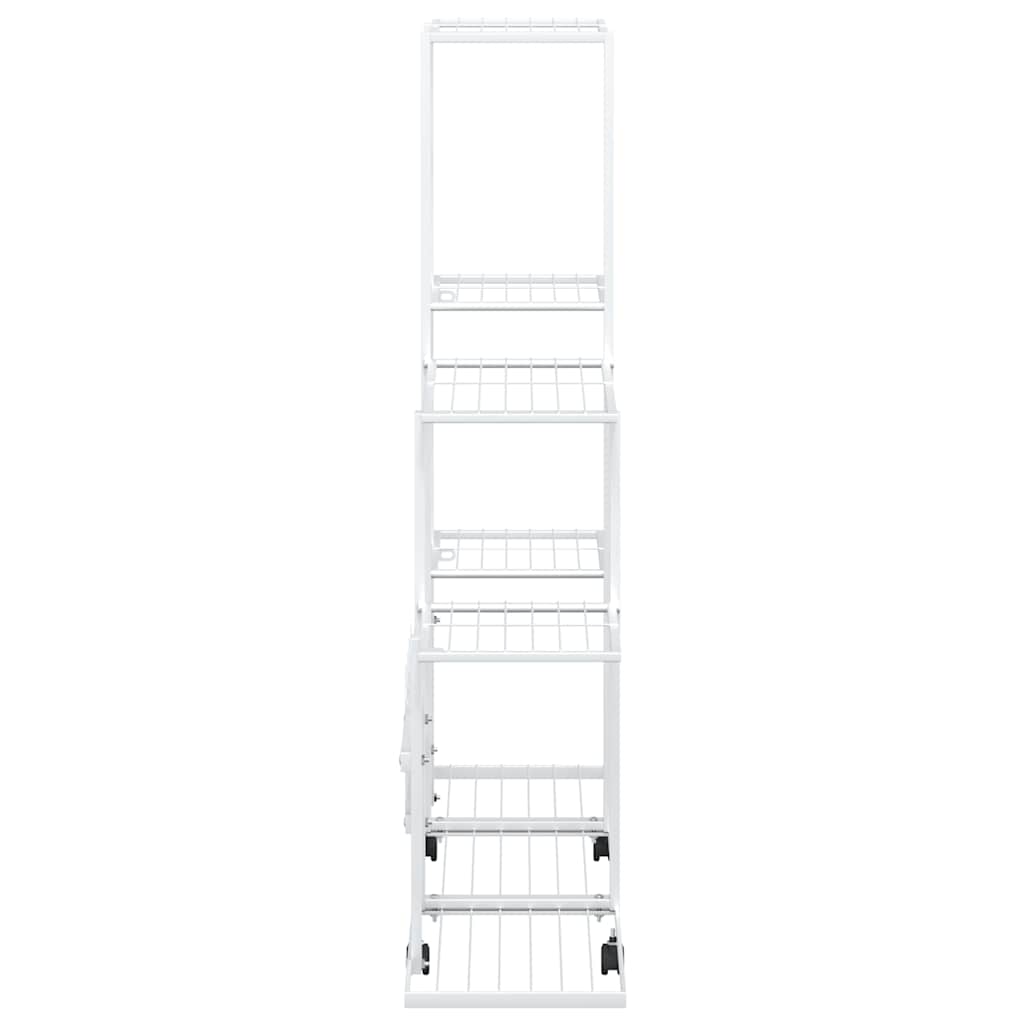 blomsterstativ med hjul 94,5x25x92,5 cm metal hvid