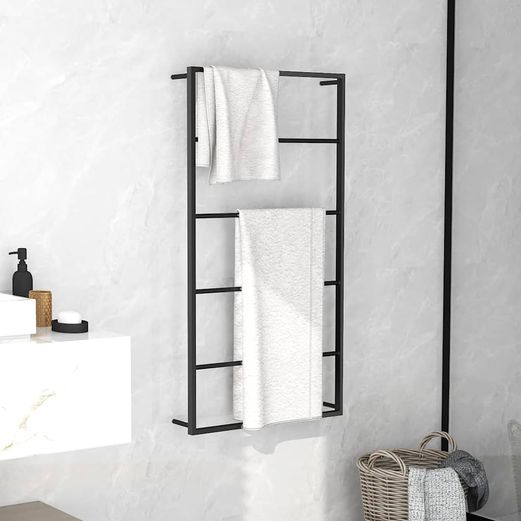 håndklædeholder 60x10x116 cm stål sort