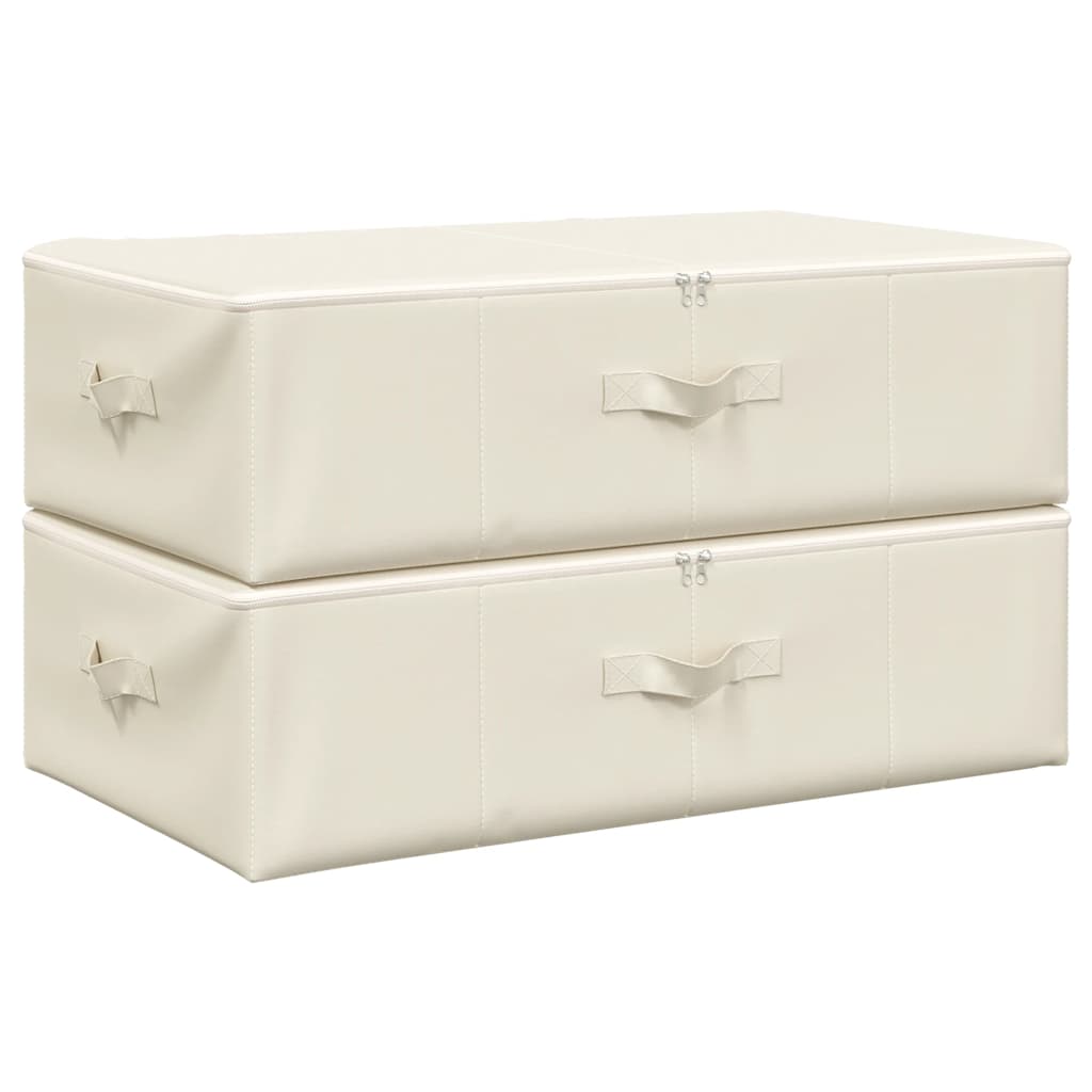 opbevaringskasser 2 stk. 70x40x18 cm stof cremefarvet