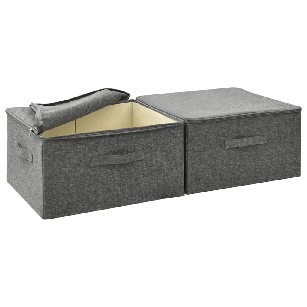 opbevaringskasser 2 stk. 43x34x23 cm stof antracitgrå