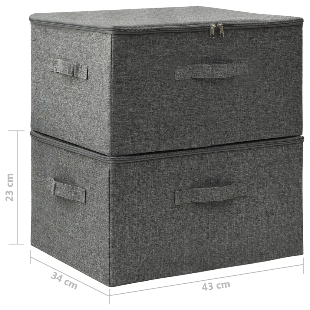 opbevaringskasser 2 stk. 43x34x23 cm stof antracitgrå